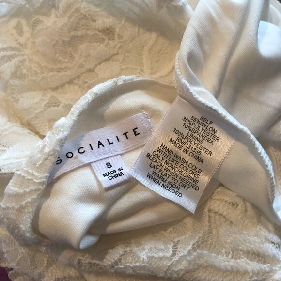 Socialite Dress Midi Wedding Ivory Lace Overlay Lace Bell Sleeves Small - Picture 7 of 7